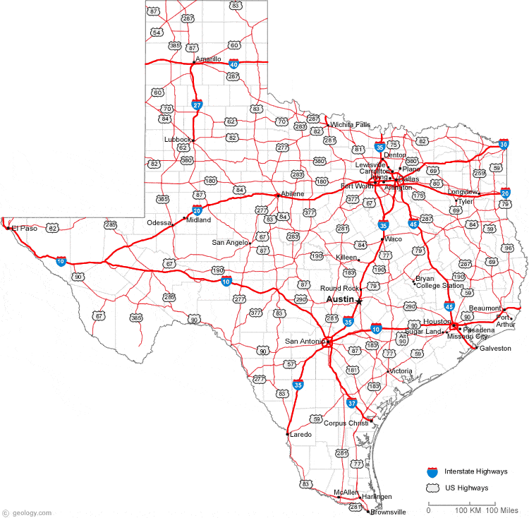 Mapa de carreteras de peaje de Texas