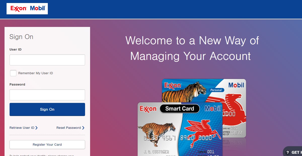 Inicio de sesión en línea de la cuenta de la tarjeta de crédito ExxonMobil - Solicitar y registrarse